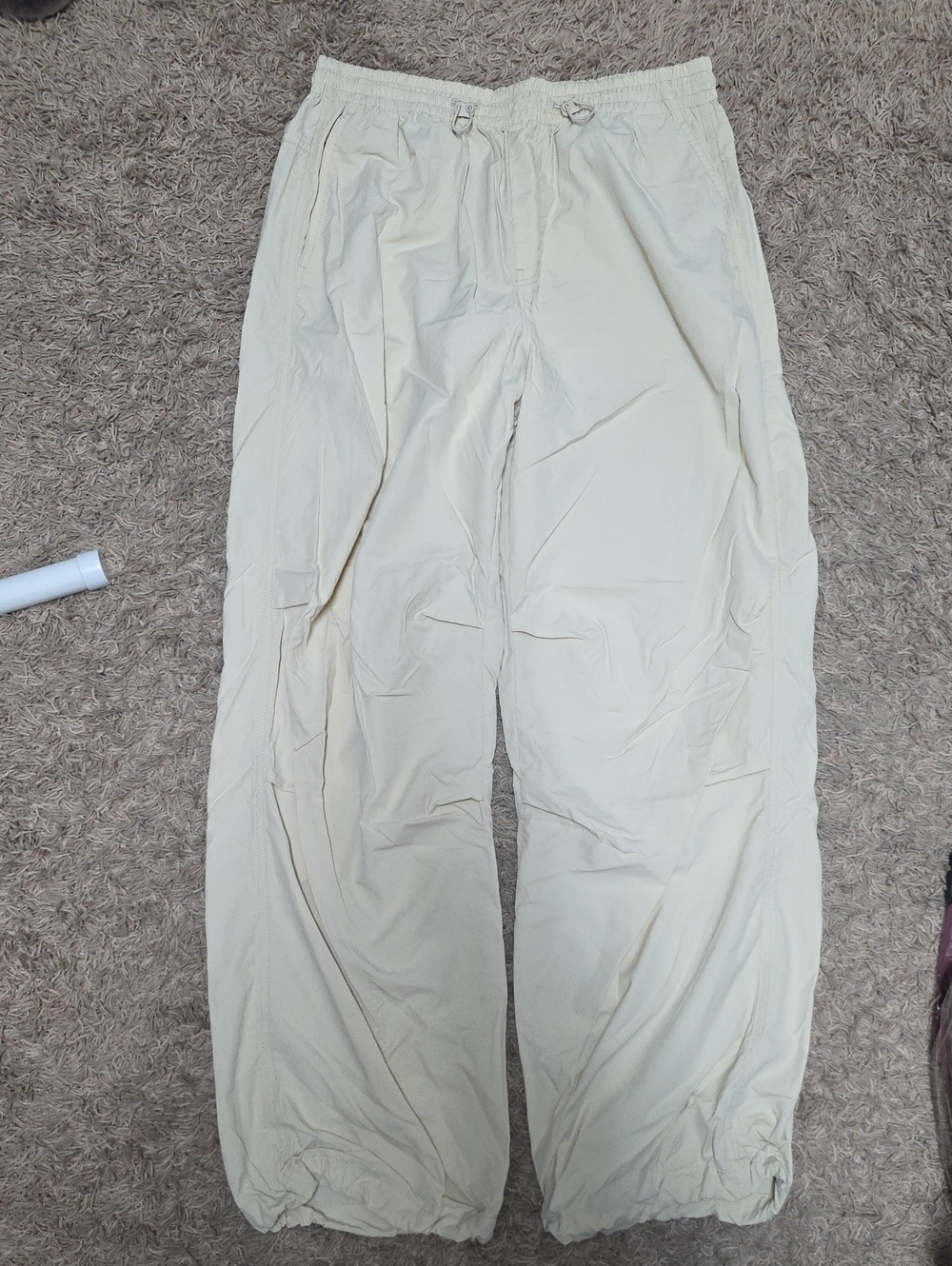 Uniqlo Light Beige Cargo Trousers with Drawstring Ankles